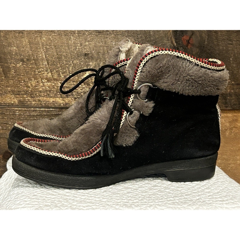 Yodelers Vintage Boho‎ Bohemian Festival Booties Sherpa Boots 70's Size 7.5